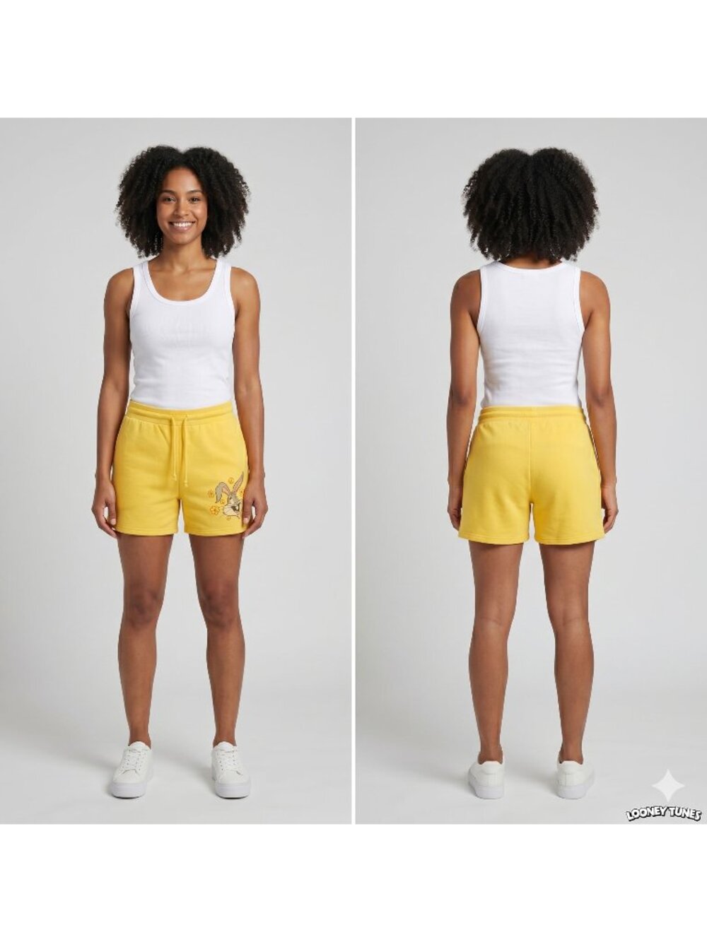 Looney Tunes Bugs Bunny Lounge Shorts Women XXL Yellow Drawstring Casual Pull On